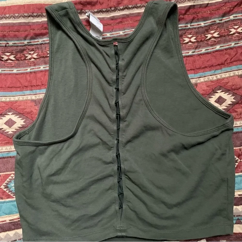 Fabletics Green Crop Tank Top Medium - Picture 3 of 4